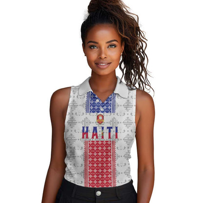 Custom Afro-Haitians Football Women Sleeveless Polo Shirt National Flag Design - African Pride