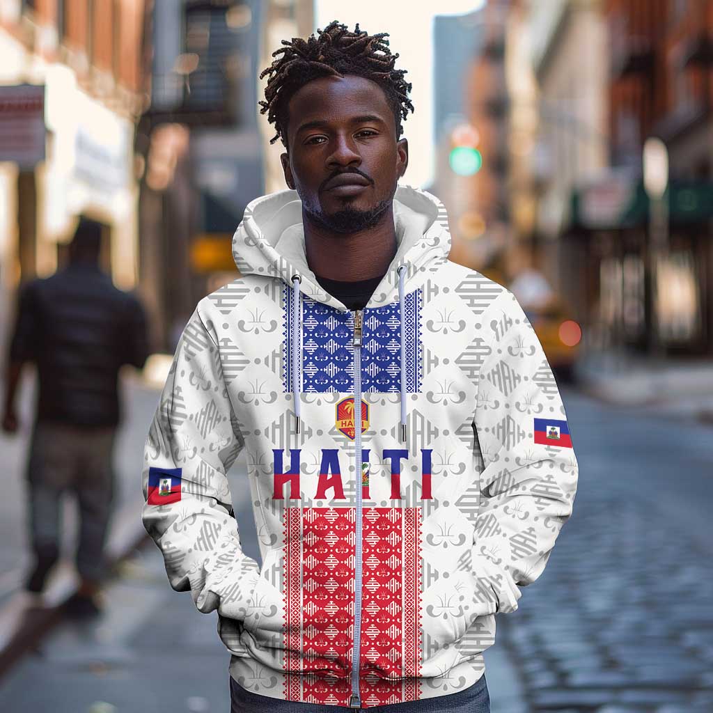 Custom Afro-Haitians Football Zip Hoodie National Flag Design - African Pride