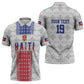 Custom Afro-Haitians Football Zipper Polo Shirt National Flag Design