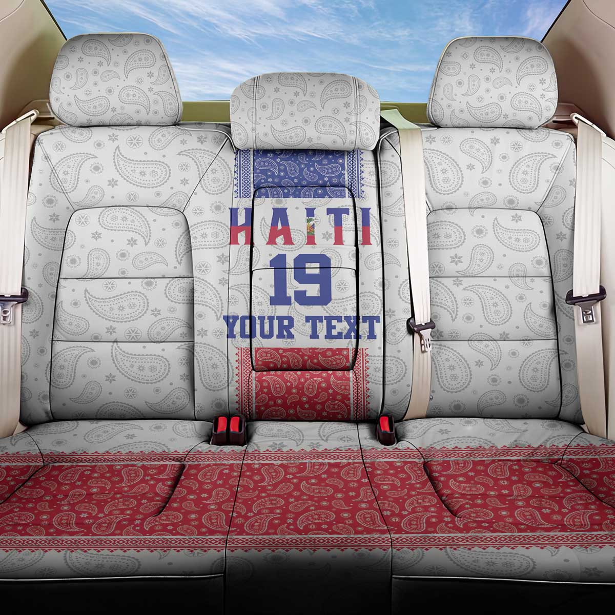 Custom Afro-Haitians Football Back Car Seat Cover Paisley Flag Pattern Design - African Pride
