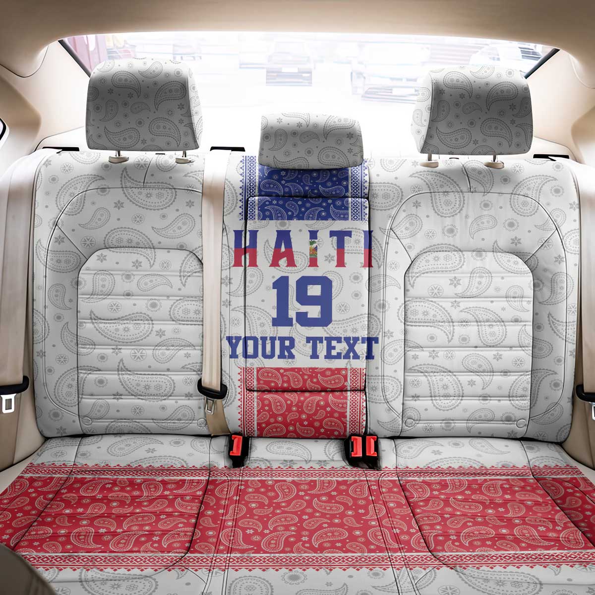 Custom Afro-Haitians Football Back Car Seat Cover Paisley Flag Pattern Design - African Pride