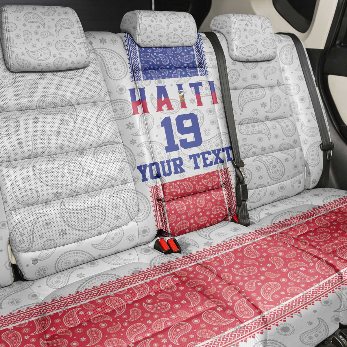 Custom Afro-Haitians Football Back Car Seat Cover Paisley Flag Pattern Design - African Pride