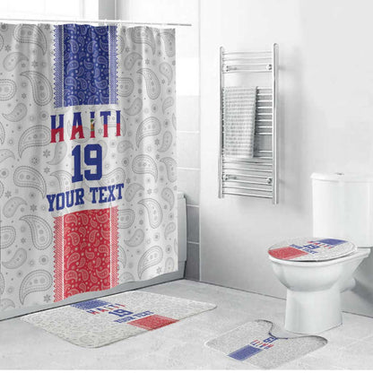 Custom Afro-Haitians Football Bathroom Set Paisley Flag Pattern Design