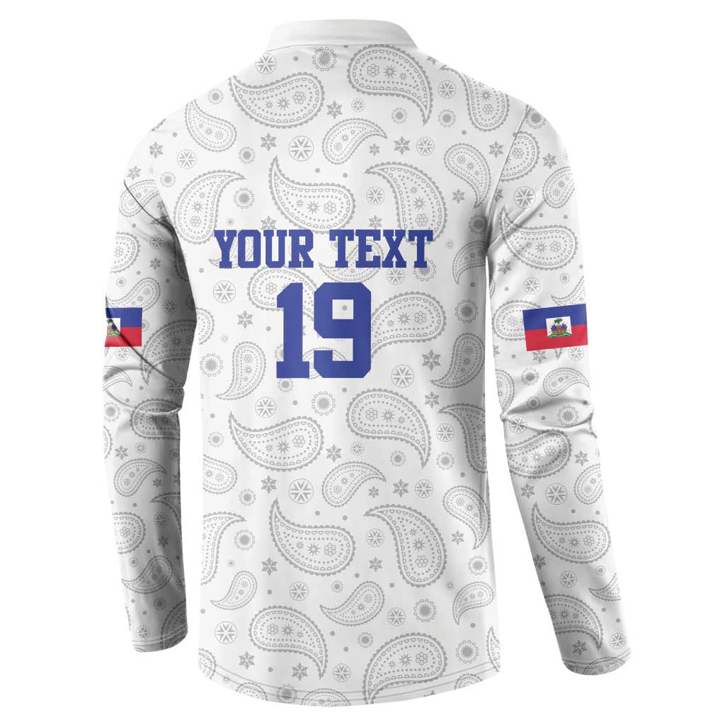 Custom Afro-Haitians Football Button Sweatshirt Paisley Flag Pattern Design