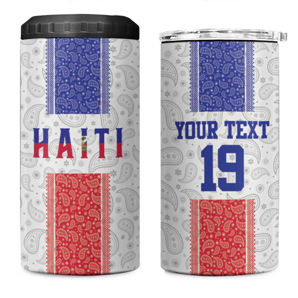 Custom Afro-Haitians Football 4 in 1 Can Cooler Tumbler Paisley Flag Pattern Design - African Pride