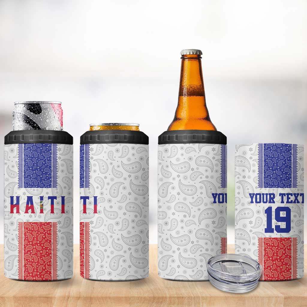 Custom Afro-Haitians Football 4 in 1 Can Cooler Tumbler Paisley Flag Pattern Design - African Pride