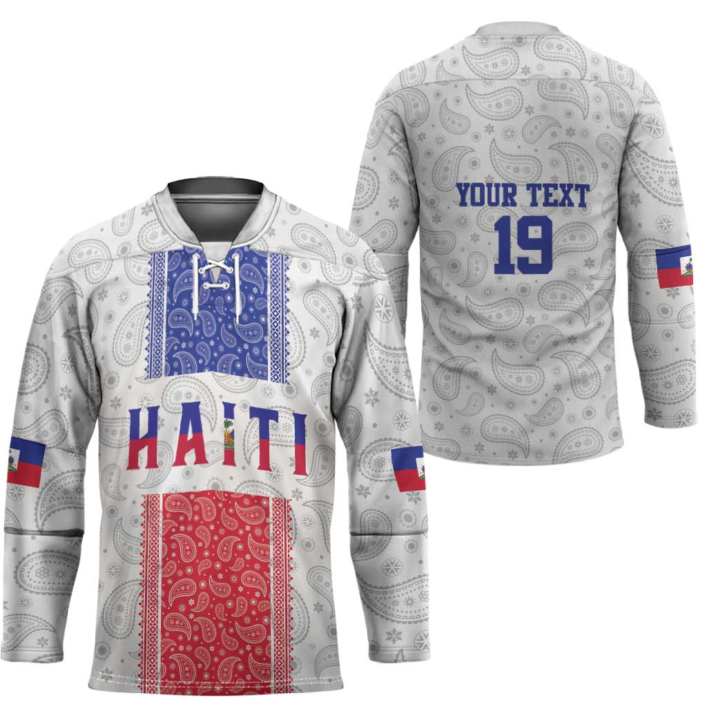 Custom Afro-Haitians Football Hockey Jersey Paisley Flag Pattern Design