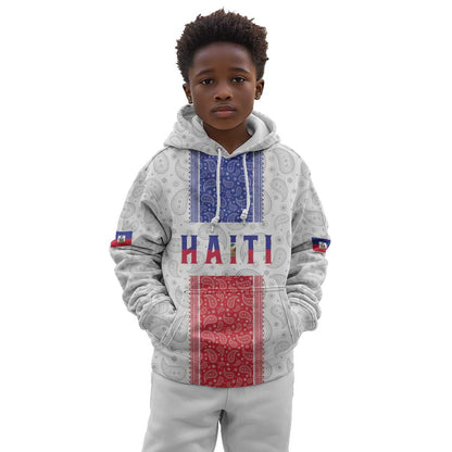 Custom Afro-Haitians Football Kid Hoodie Paisley Flag Pattern Design - African Pride