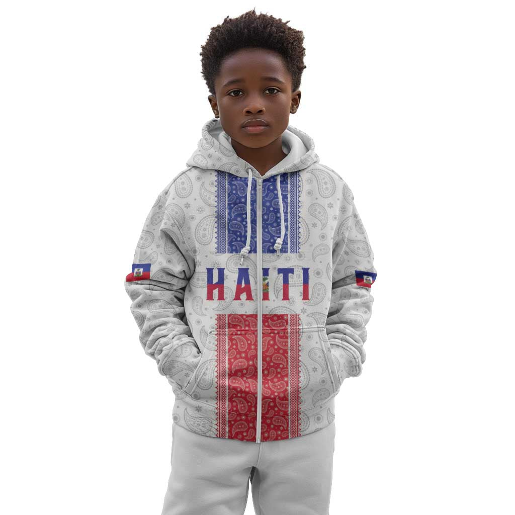Custom Afro-Haitians Football Kid Hoodie Paisley Flag Pattern Design - African Pride