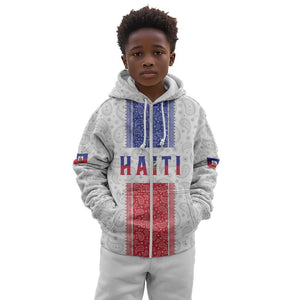 Custom Afro-Haitians Football Kid Hoodie Paisley Flag Pattern Design - African Pride