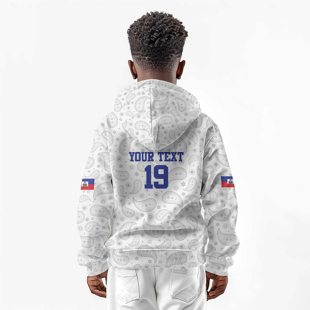 Custom Afro-Haitians Football Kid Hoodie Paisley Flag Pattern Design - African Pride