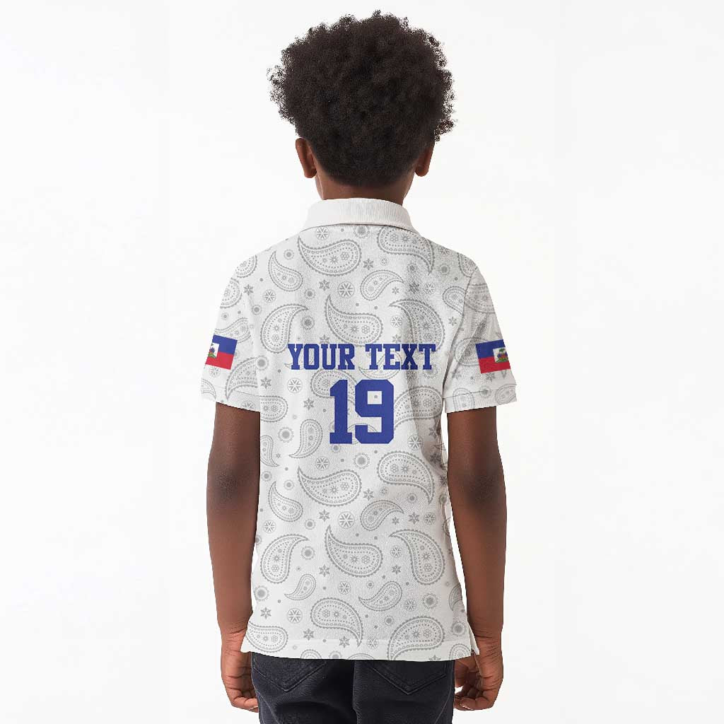 Custom Afro-Haitians Football Kid Polo Shirt Paisley Flag Pattern Design LT19