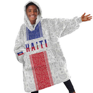 Custom Afro-Haitians Football Kid Wearable Blanket Hoodie Paisley Flag Pattern Design - African Pride