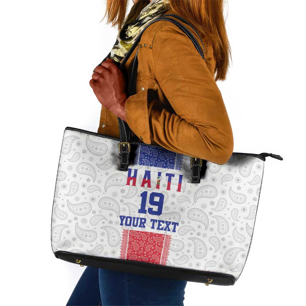 Custom Afro-Haitians Football Leather Tote Bag Paisley Flag Pattern Design - African Pride