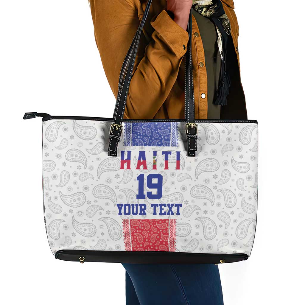Custom Afro-Haitians Football Leather Tote Bag Paisley Flag Pattern Design - African Pride
