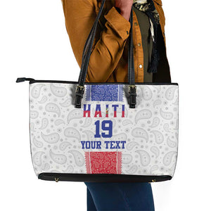Custom Afro-Haitians Football Leather Tote Bag Paisley Flag Pattern Design - African Pride