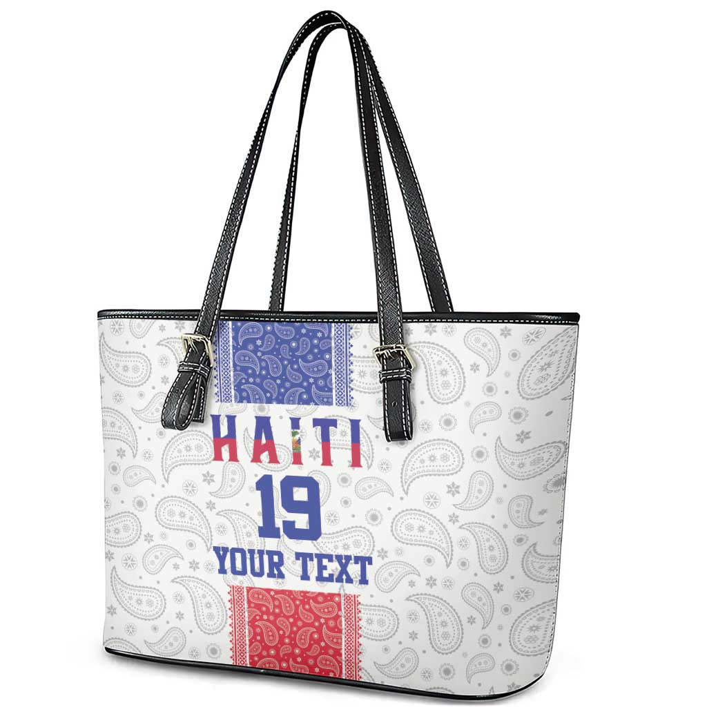 Custom Afro-Haitians Football Leather Tote Bag Paisley Flag Pattern Design - African Pride