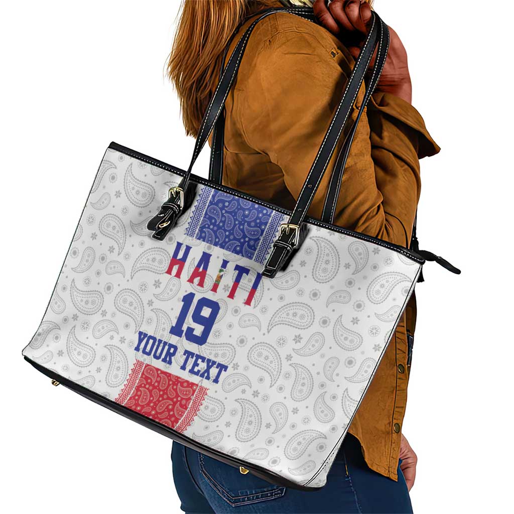 Custom Afro-Haitians Football Leather Tote Bag Paisley Flag Pattern Design - African Pride