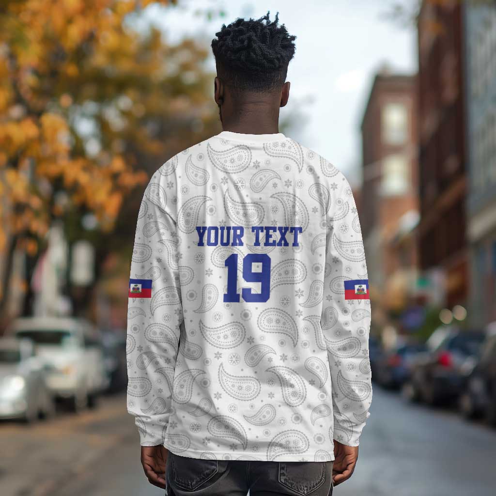 Custom Afro-Haitians Football Long Sleeve Shirt Paisley Flag Pattern Design - African Pride