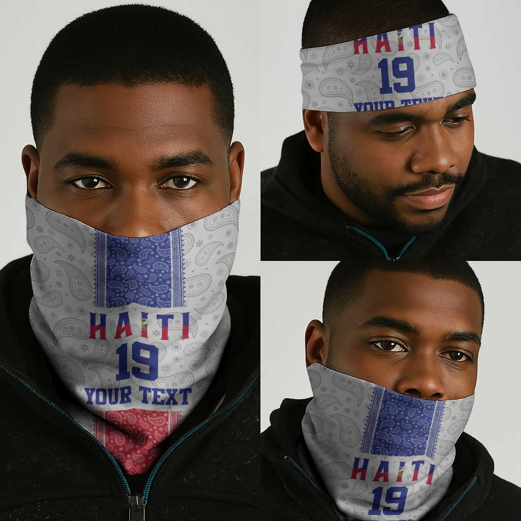 Custom Afro-Haitians Football Neck Gaiter Paisley Flag Pattern Design - African Pride