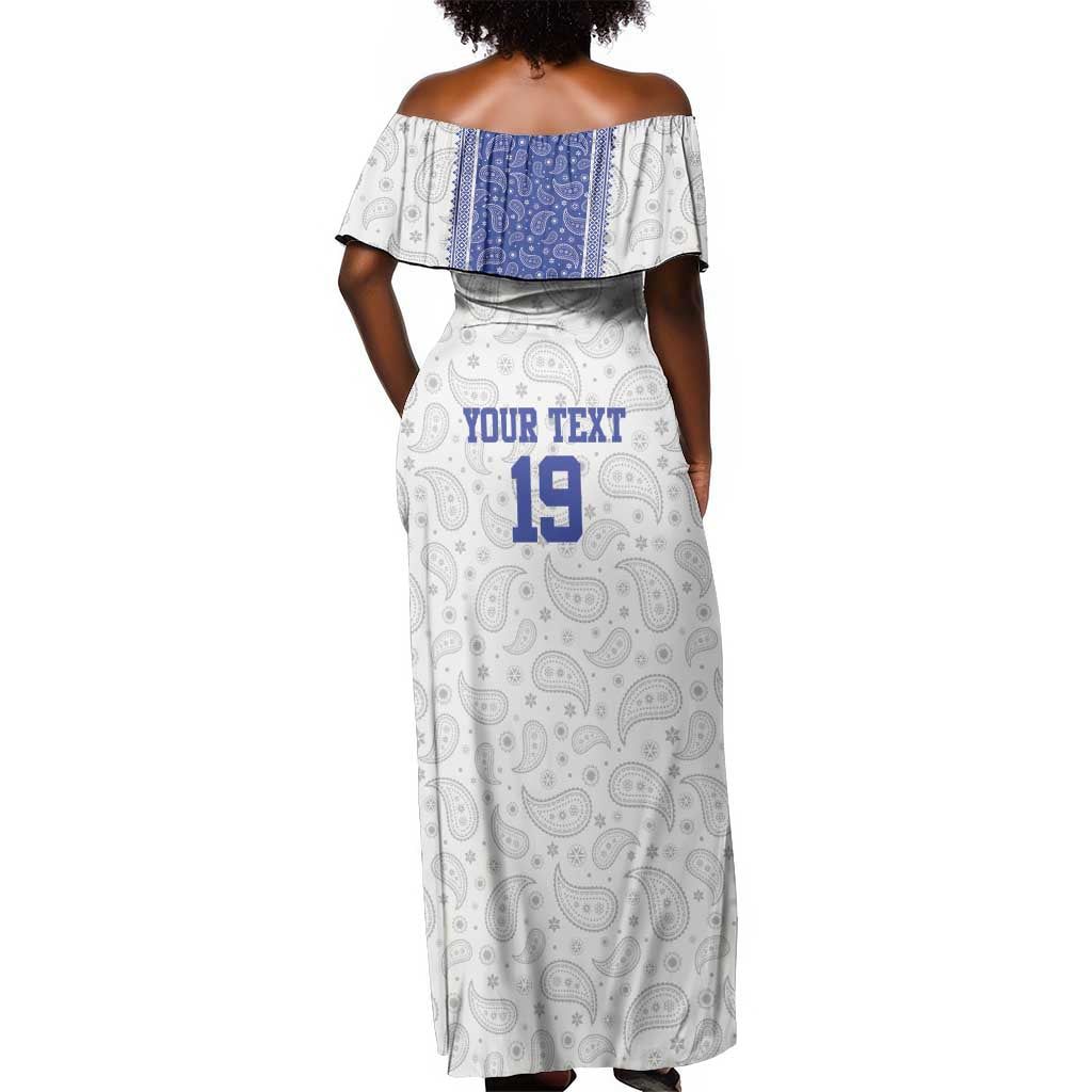 Custom Afro-Haitians Football Off Shoulder Maxi Dress Paisley Flag Pattern Design - African Pride