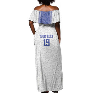 Custom Afro-Haitians Football Off Shoulder Maxi Dress Paisley Flag Pattern Design - African Pride