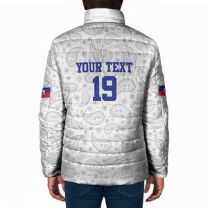 Custom Afro-Haitians Football Padded Jacket Paisley Flag Pattern Design