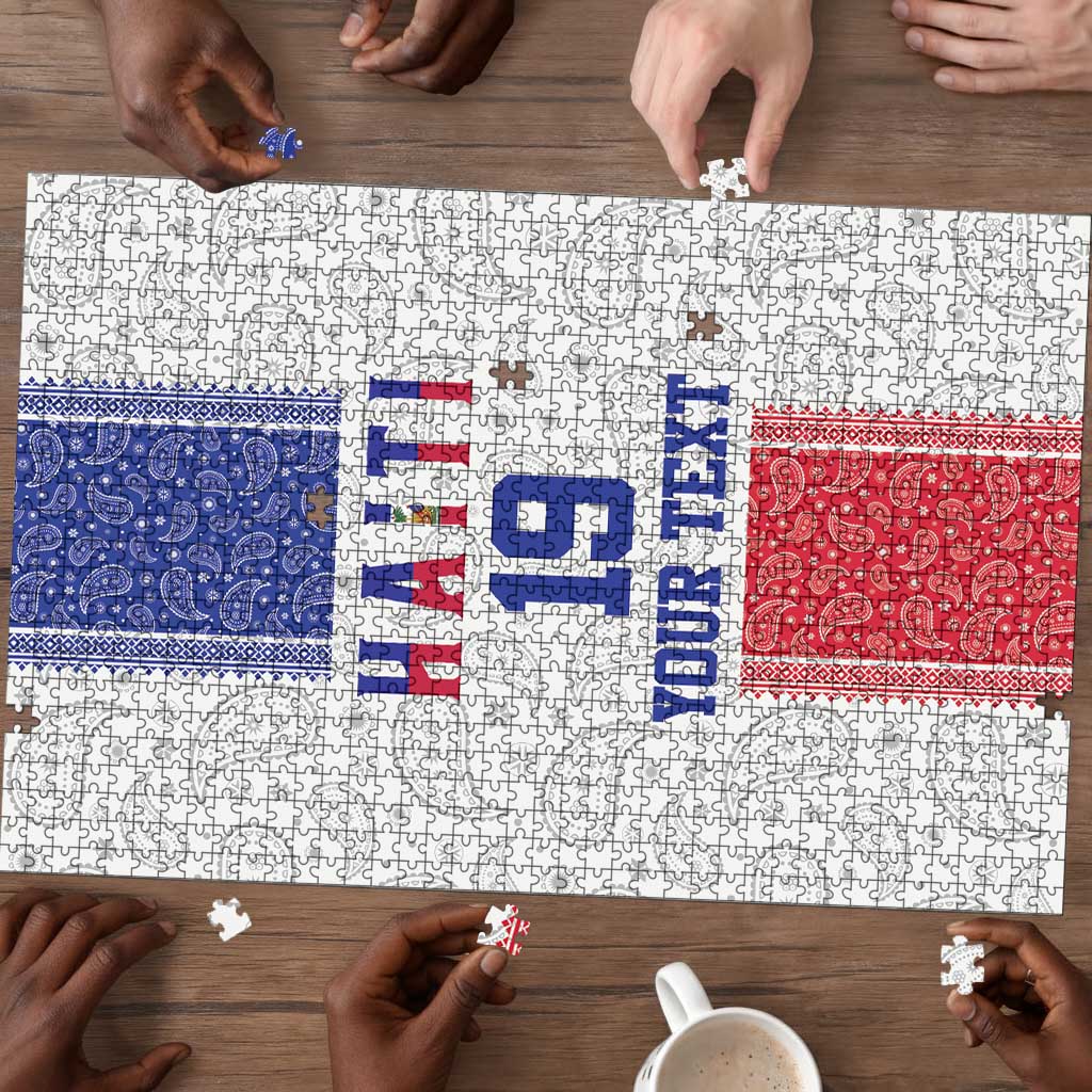 Custom Afro-Haitians Football Puzzle Paisley Flag Pattern Design