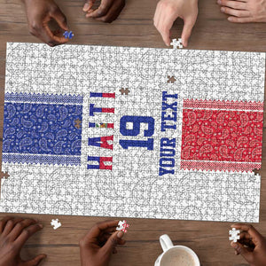 Custom Afro-Haitians Football Puzzle Paisley Flag Pattern Design