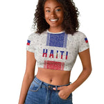 Custom Afro-Haitians Football Raglan Cropped T shirt Paisley Flag Pattern Design LT19