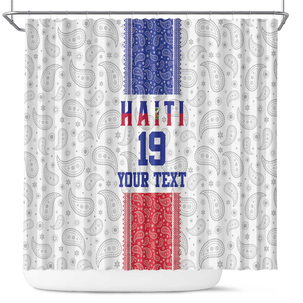 Custom Afro-Haitians Football Shower Curtain Paisley Flag Pattern Design - African Pride