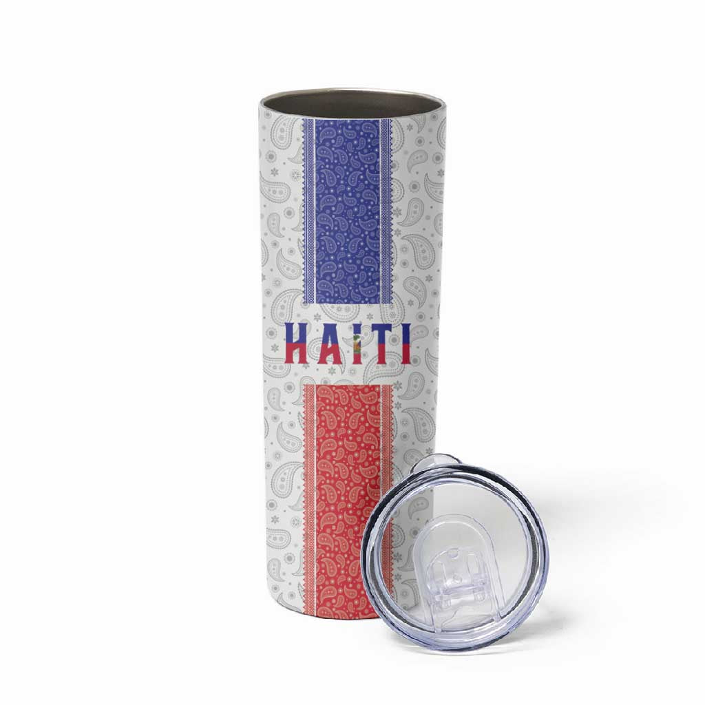 Custom Afro-Haitians Football Skinny Tumbler Paisley Flag Pattern Design - African Pride