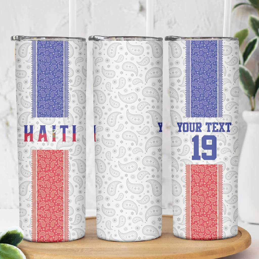 Custom Afro-Haitians Football Skinny Tumbler Paisley Flag Pattern Design - African Pride