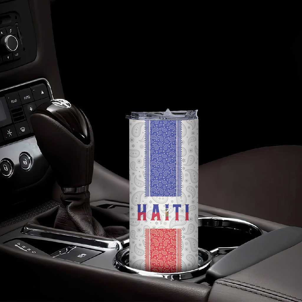 Custom Afro-Haitians Football Skinny Tumbler Paisley Flag Pattern Design - African Pride