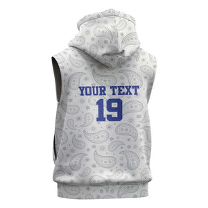 Custom Afro-Haitians Football Sleeveless Zip Hoodie Paisley Flag Pattern Design - African Pride