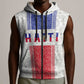 Custom Afro-Haitians Football Sleeveless Zip Hoodie Paisley Flag Pattern Design - African Pride