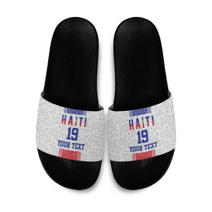 Custom Afro-Haitians Football Slide Sandals Paisley Flag Pattern Design
