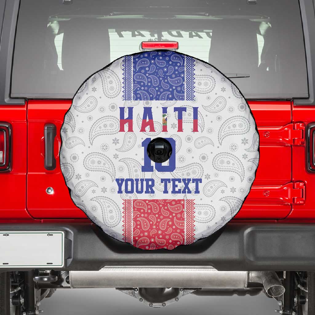 Custom Afro-Haitians Football Spare Tire Cover Paisley Flag Pattern Design - African Pride
