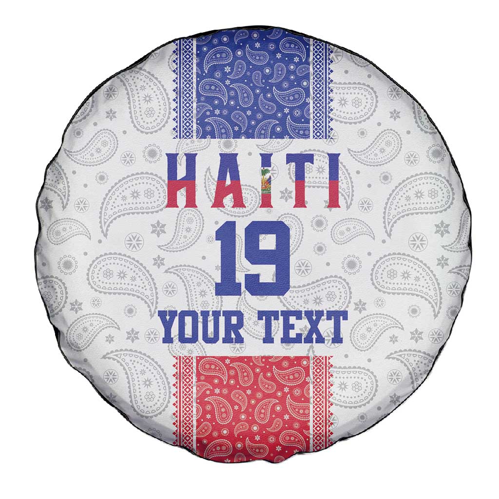 Custom Afro-Haitians Football Spare Tire Cover Paisley Flag Pattern Design - African Pride