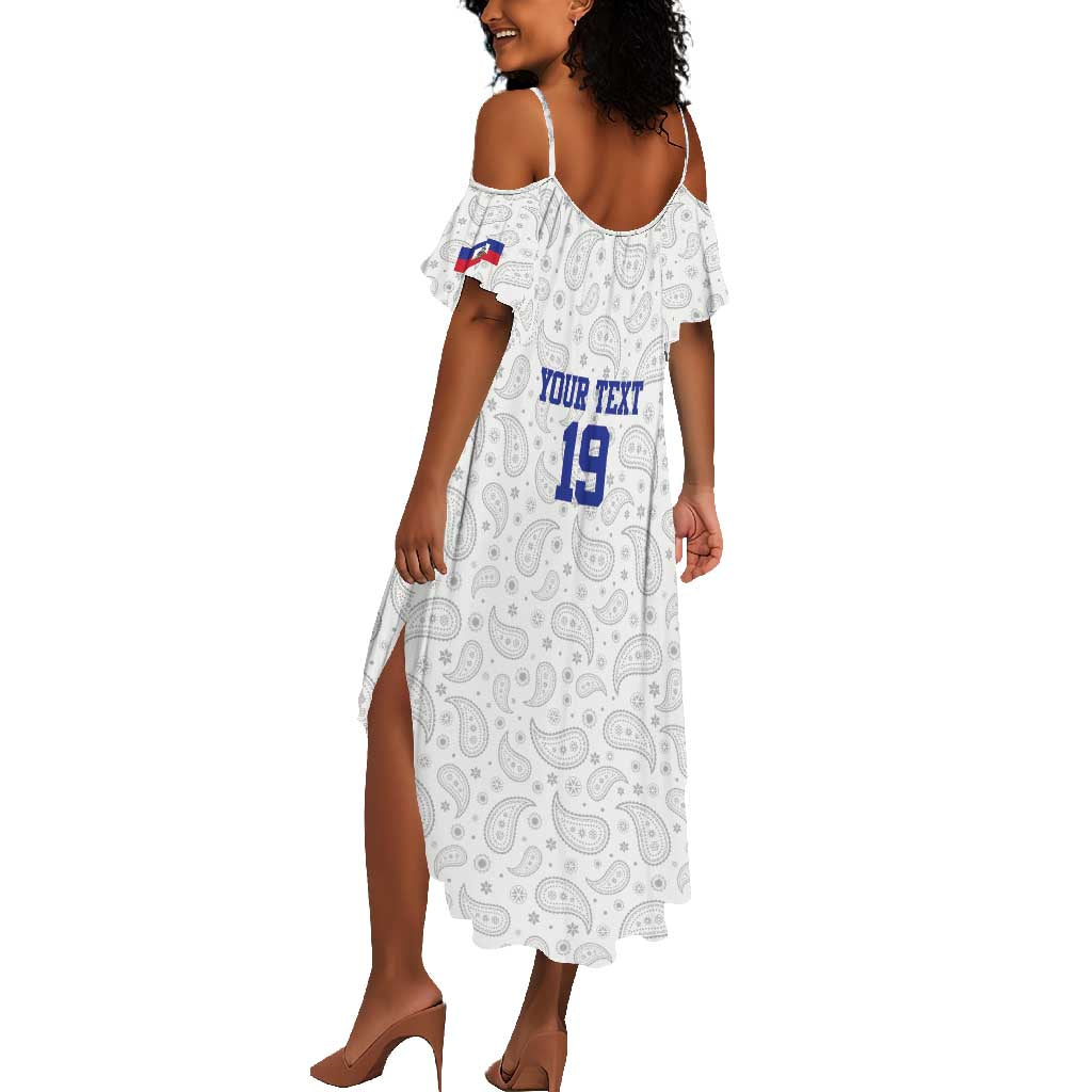 Custom Afro-Haitians Football Summer Maxi Dress Paisley Flag Pattern Design LT19