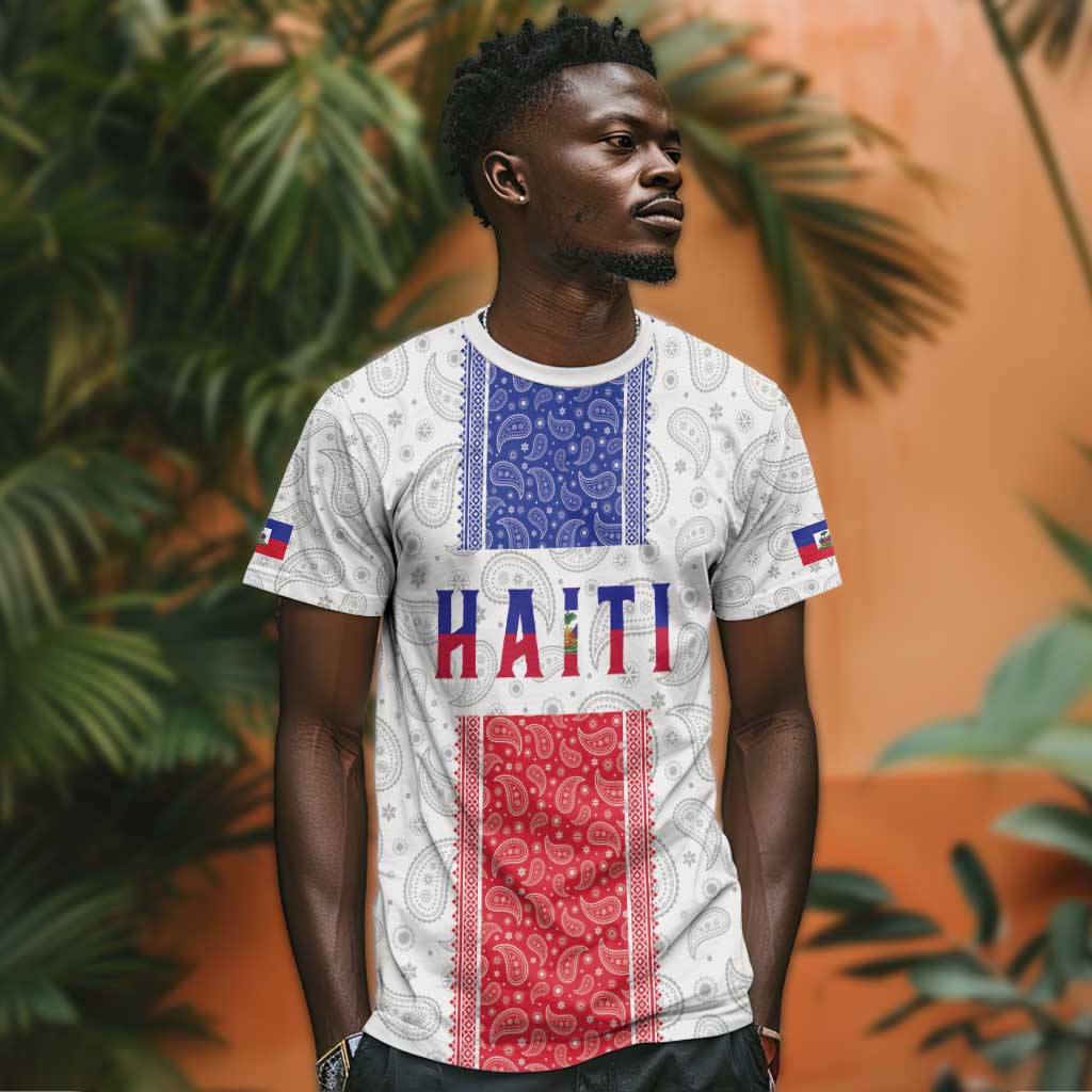 Custom Afro-Haitians Football T shirt Paisley Flag Pattern Design - African Pride