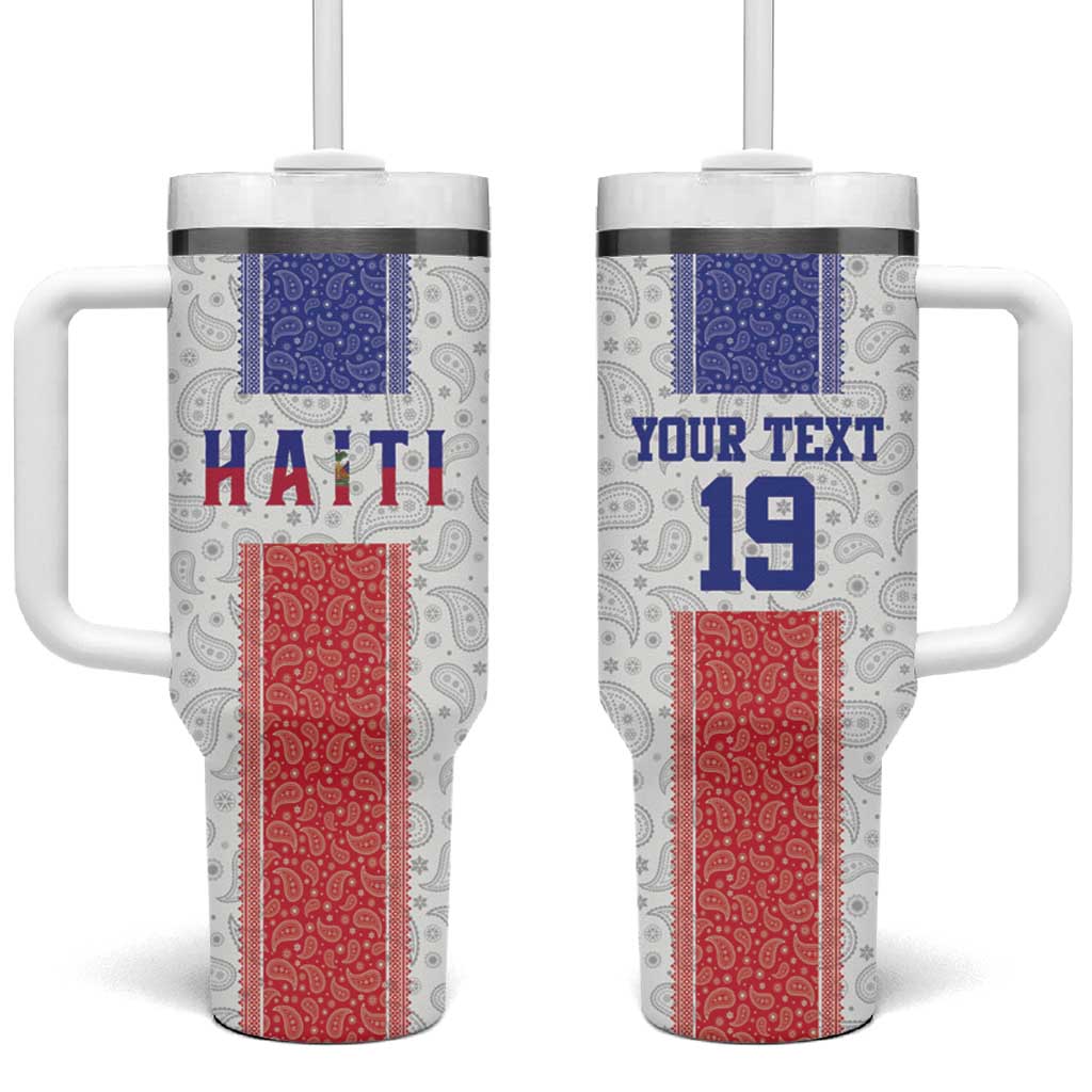 Custom Afro-Haitians Football Tumbler With Handle Paisley Flag Pattern Design - African Pride
