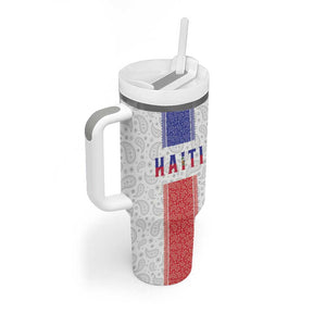Custom Afro-Haitians Football Tumbler With Handle Paisley Flag Pattern Design - African Pride