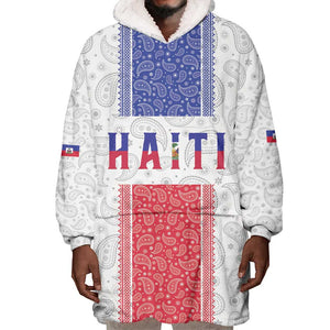 Custom Afro-Haitians Football Wearable Blanket Hoodie Paisley Flag Pattern Design - African Pride
