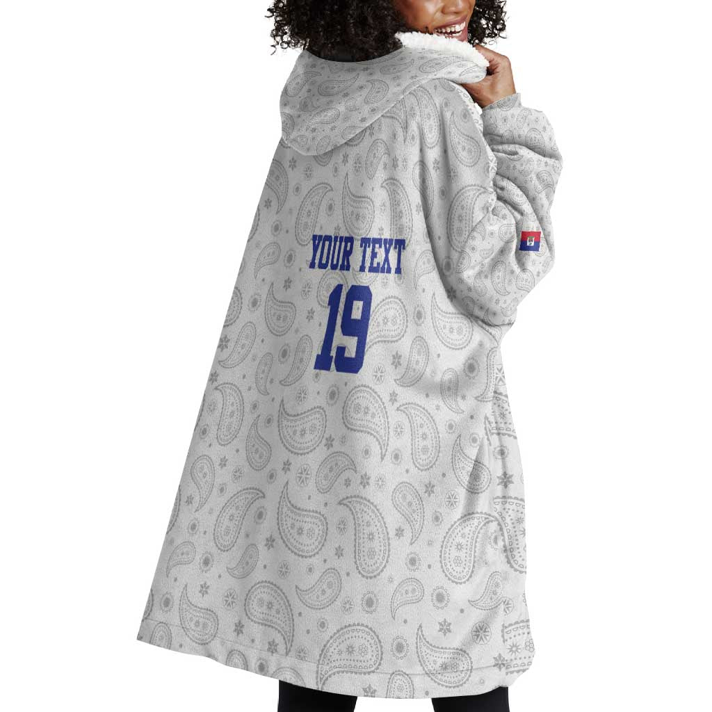 Custom Afro-Haitians Football Wearable Blanket Hoodie Paisley Flag Pattern Design - African Pride