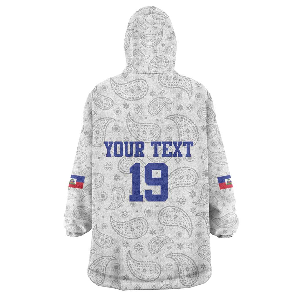 Custom Afro-Haitians Football Wearable Blanket Hoodie Paisley Flag Pattern Design - African Pride