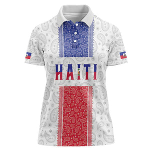 Custom Afro-Haitians Football Women Polo Shirt Paisley Flag Pattern Design - African Pride