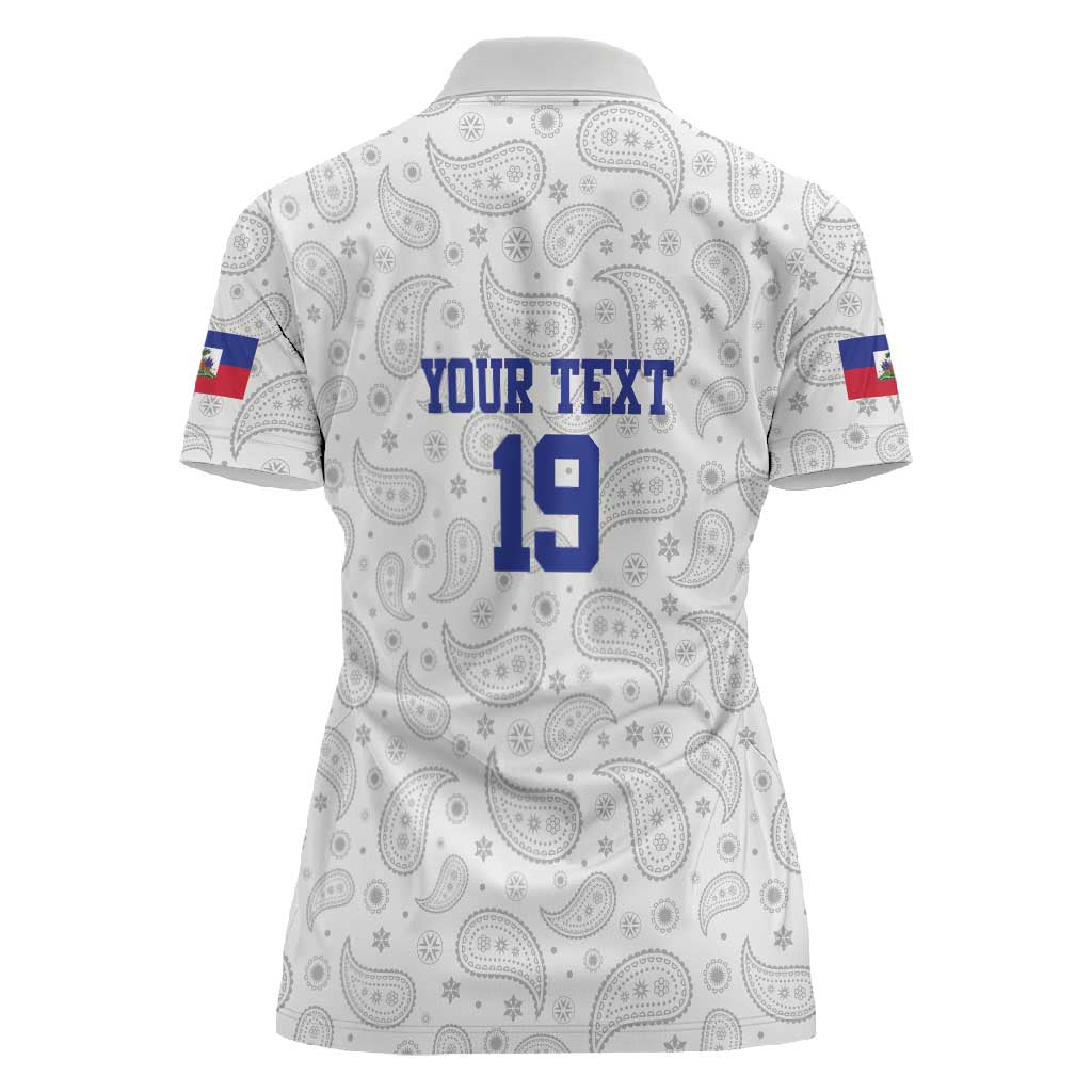 Custom Afro-Haitians Football Women Polo Shirt Paisley Flag Pattern Design LT19