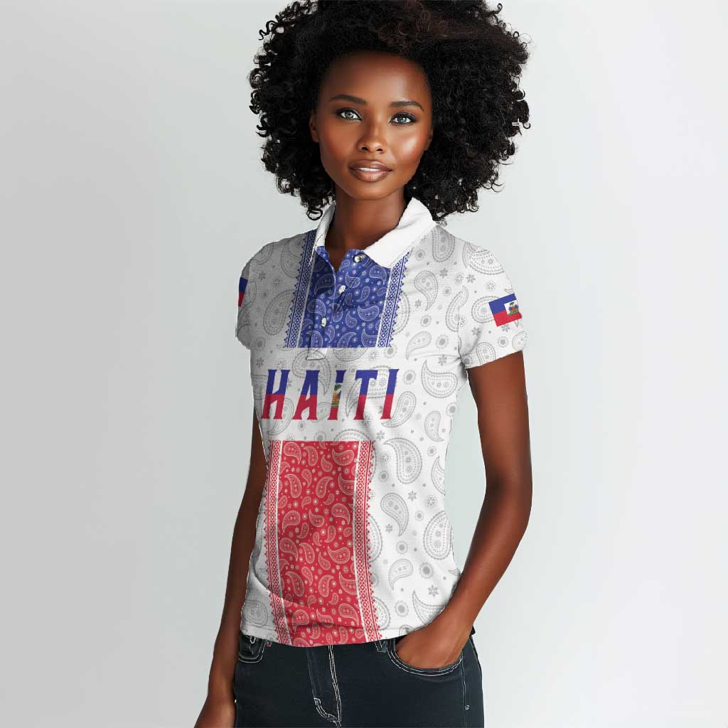 Custom Afro-Haitians Football Women Polo Shirt Paisley Flag Pattern Design LT19