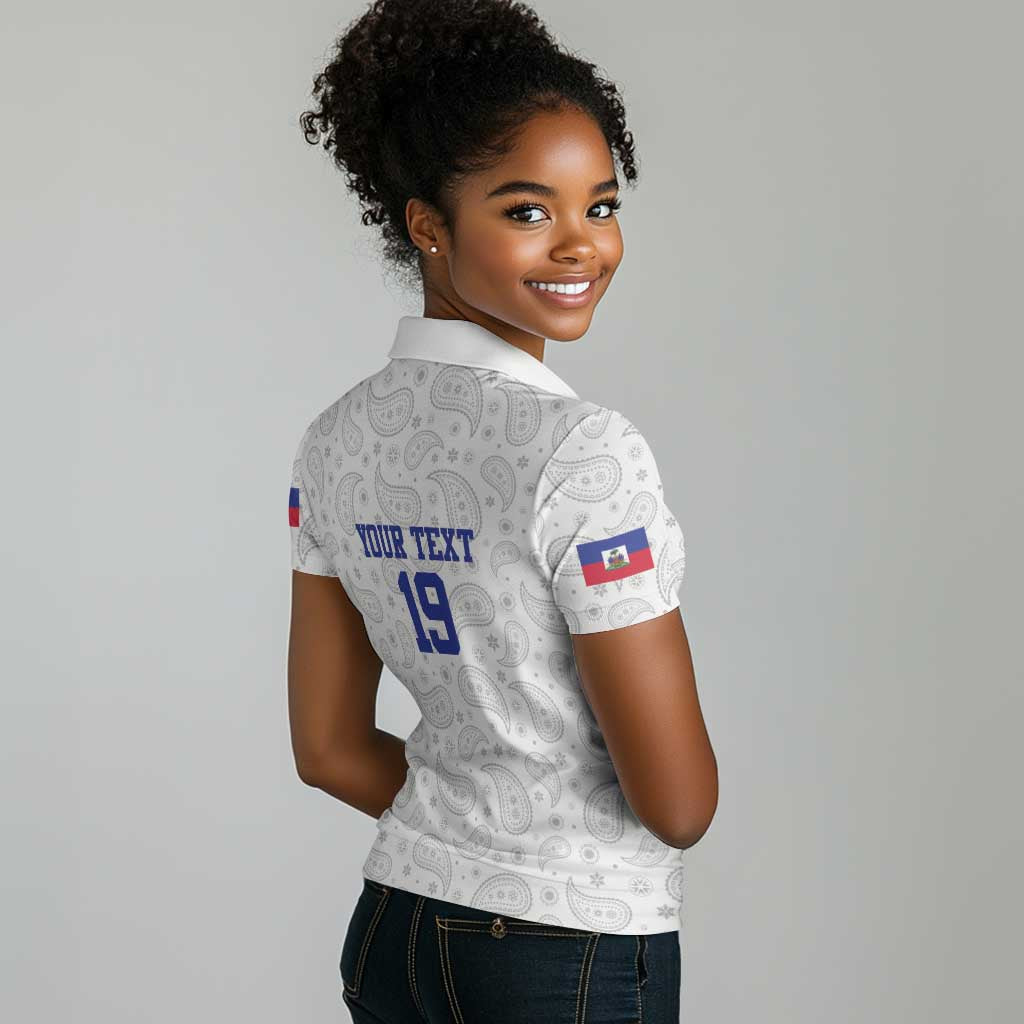 Custom Afro-Haitians Football Women Polo Shirt Paisley Flag Pattern Design LT19